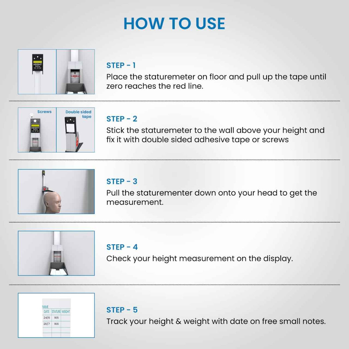 EASYCARE (EC1080) Stature Meter with Retractable measure tape for Kids & Adults