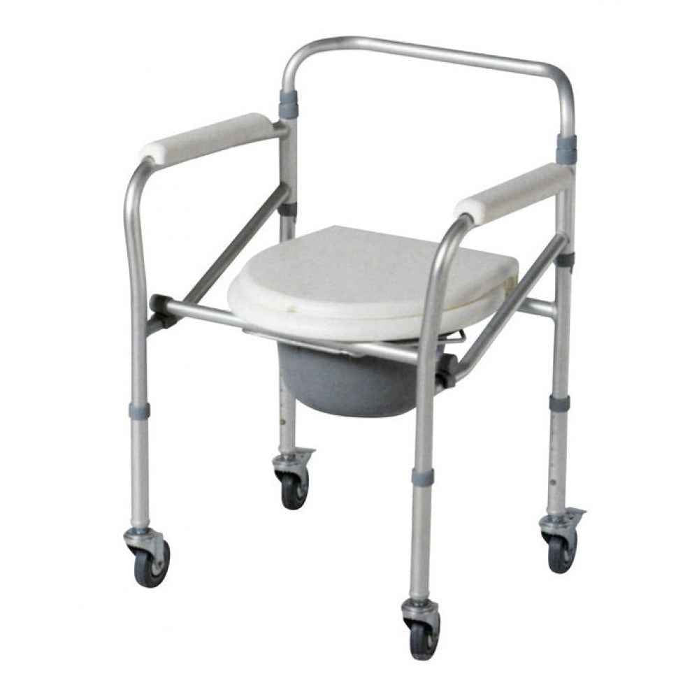 Uphealthy Height Adjustable Aluminium Commode Chair with Wheel