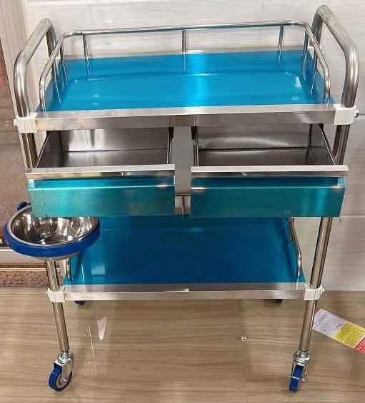 Uphealthy Instrument Trolley Full S.S with 2 Drawer -304G