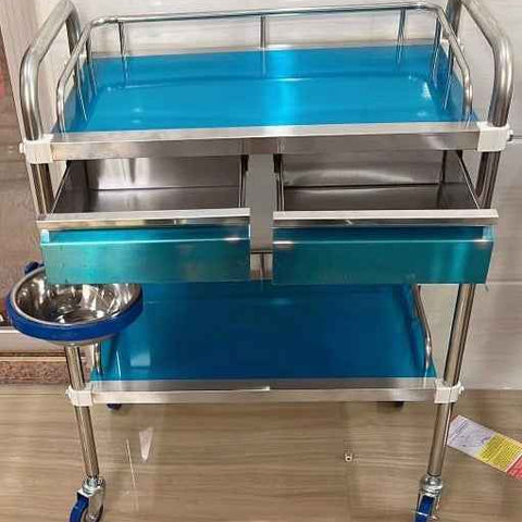 Uphealthy Instrument Trolley Full S.S with 2 Drawer -304G