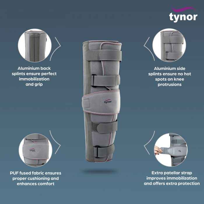 TYNOR D-28 KNEE IMMOBILISER 22″/56CM