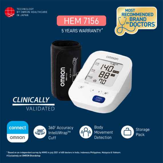 Omron HEM 7156 with 360° Accuracy IntelliWrap™ Cuff & Average of Last 3 Measurements