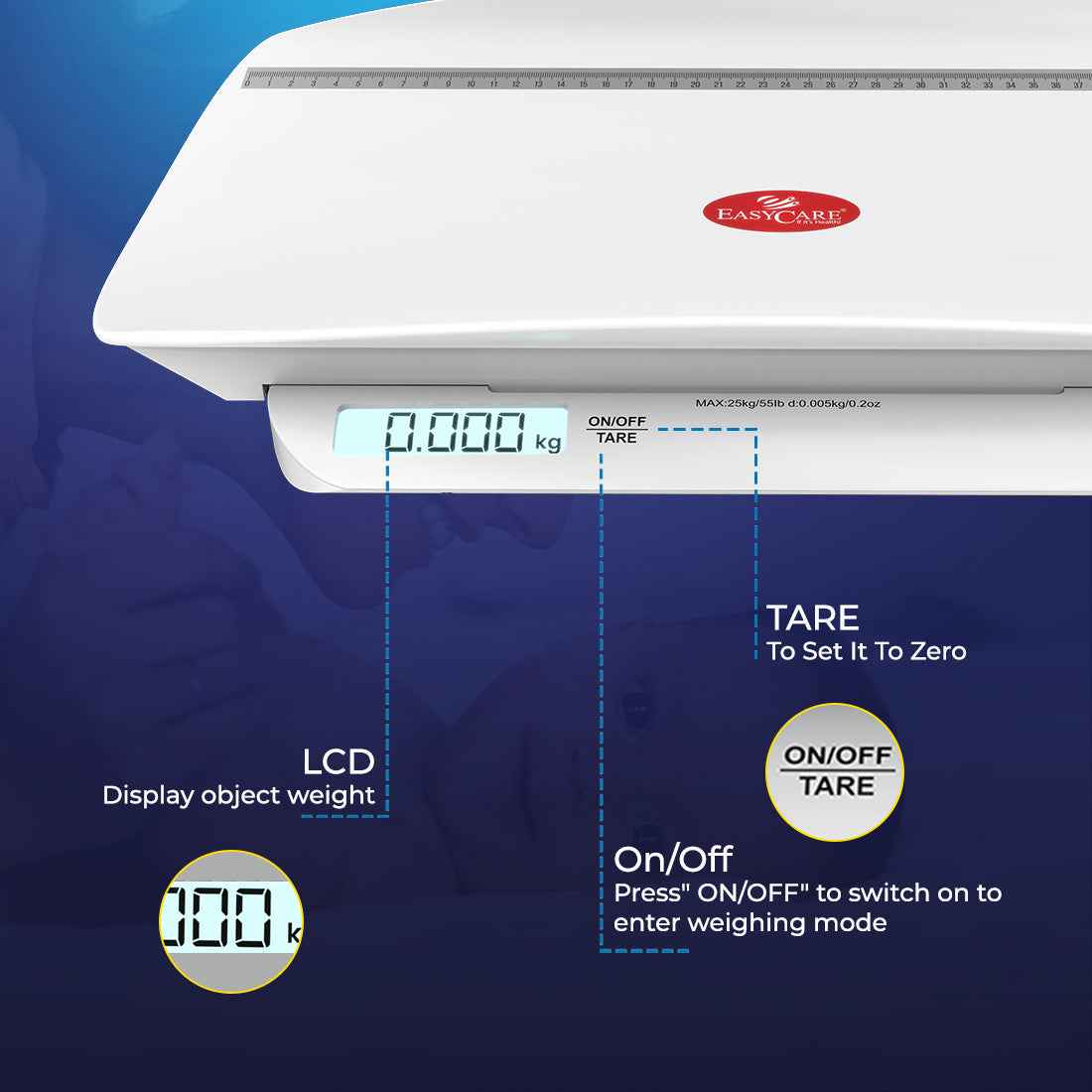 EASYCARE (EC3402) Digital Baby Weighing Scale with Height Meter & Baby Tray