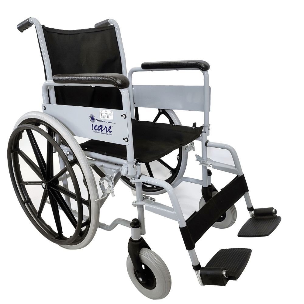 iCare 105 Folding Wheel chair Swing Away Handrest Removable Leg Rest - Surgismart