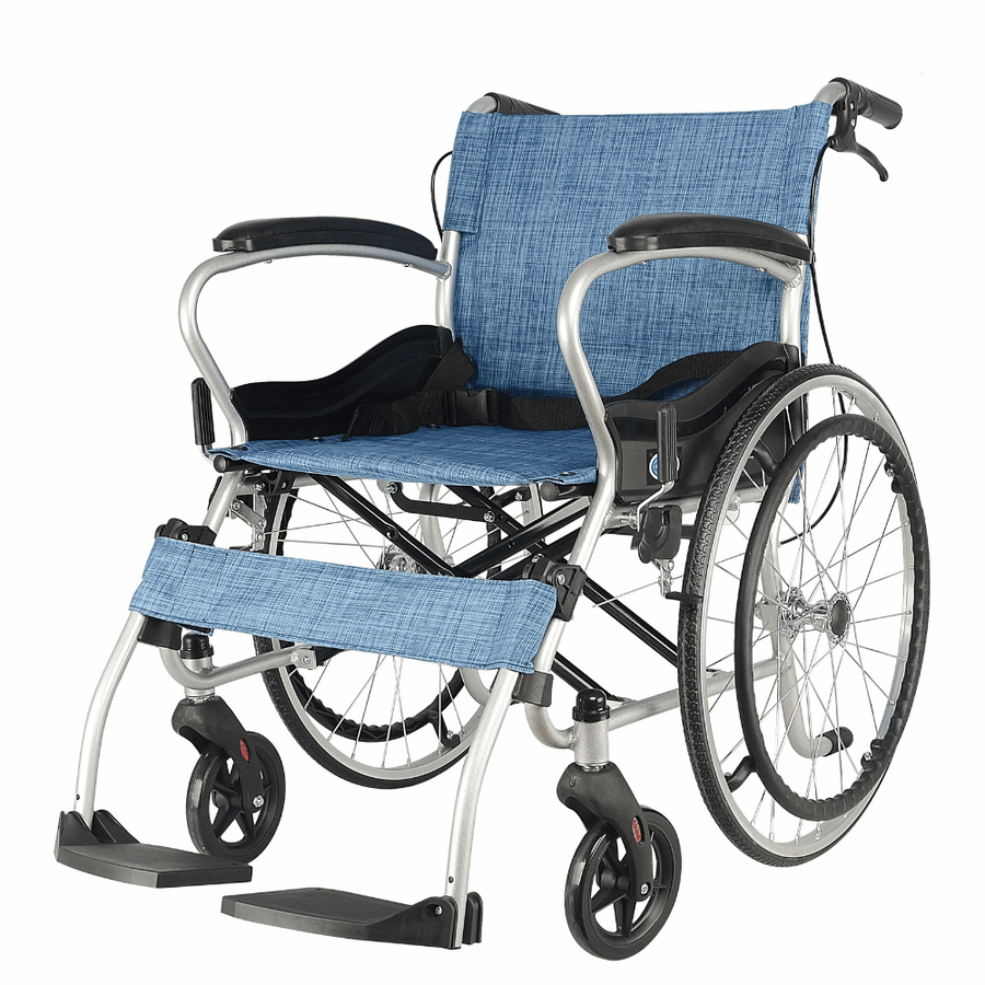 iCare Folding Silver Anodized Aluminium Wheelchair 100 Kg Load Capacity and Spoke Wheel, A112S