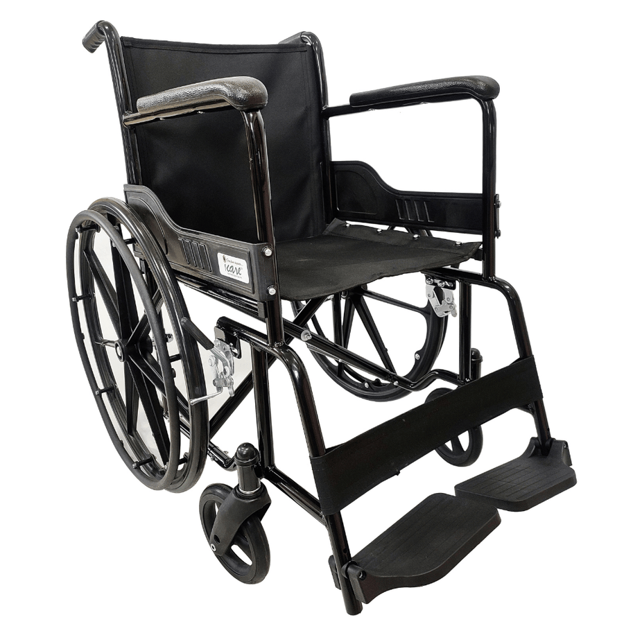 iCare Udaan Black 888 Folding Wheelchair IN Epoxy Finish With Mag Wheel