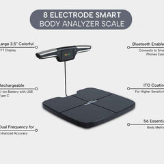 SAMSO Ultra Scan, Advanced 8 Electrode Smart Body Analyzer Scale with TFT Display, Bluetooth Connectivity, 56 Body Parameters