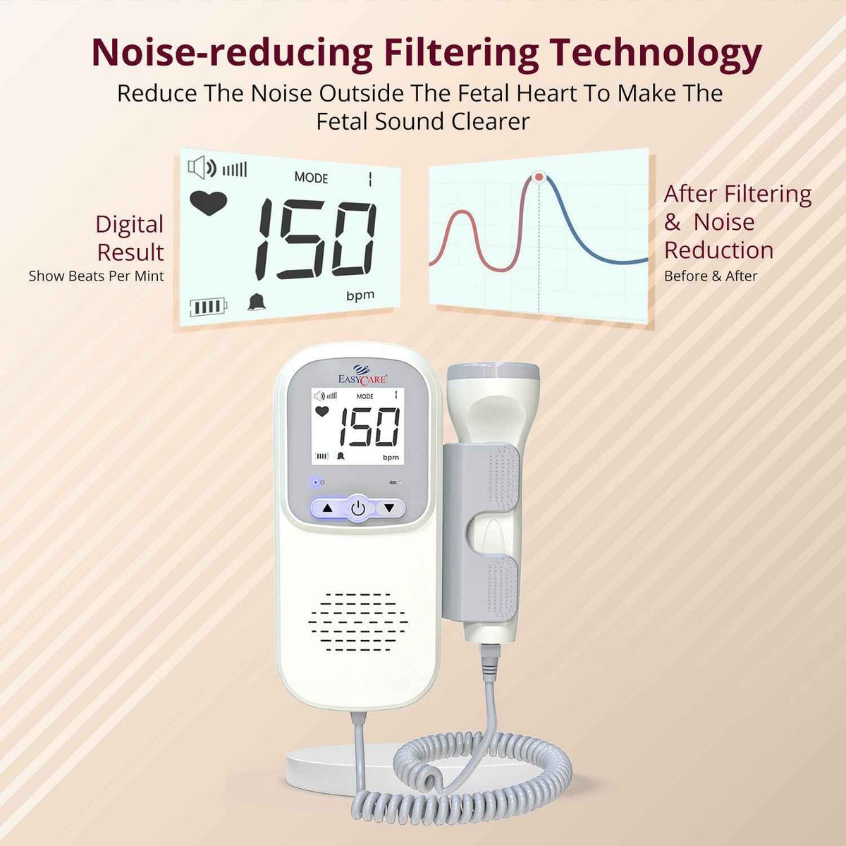 EASYCARE EC2016 Fetal Doppler Machine with High sensitivity Probe